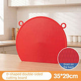 D Shape Double Sided Antibacterial Cutting Board Non Slip Kitchen Chopping Board with Draining Back-red In Australia - Darrahopens