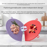 D Shape Double Sided Antibacterial Cutting Board Non Slip Kitchen Chopping Board with Draining Back-black In Australia - Darrahopens