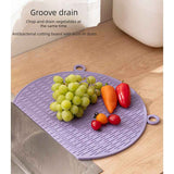 D Shape Double Sided Antibacterial Cutting Board Non Slip Kitchen Chopping Board with Draining Back-black In Australia - Darrahopens