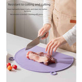 D Shape Double Sided Antibacterial Cutting Board Non Slip Kitchen Chopping Board with Draining Back-black In Australia - Darrahopens
