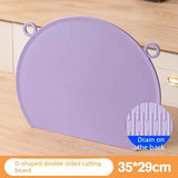 D Shape Double Sided Antibacterial Cutting Board Non Slip Kitchen Chopping Board with Draining Back-purple In Australia - Darrahopens