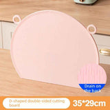 D Shape Double Sided Antibacterial Cutting Board Non Slip Kitchen Chopping Board with Draining Back-pink In Australia - Darrahopens