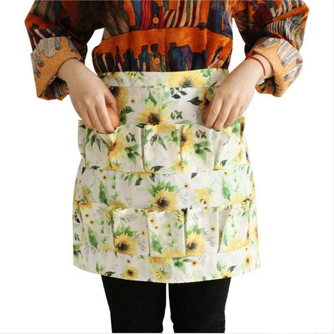 Sunflower Floral Egg Gathering Apron, Multi Compartment Egg Collecting Waist Apron, Waterproof Farm Egg Holder Apron for Backyard Chicken Owners In Australia - Darrahopens