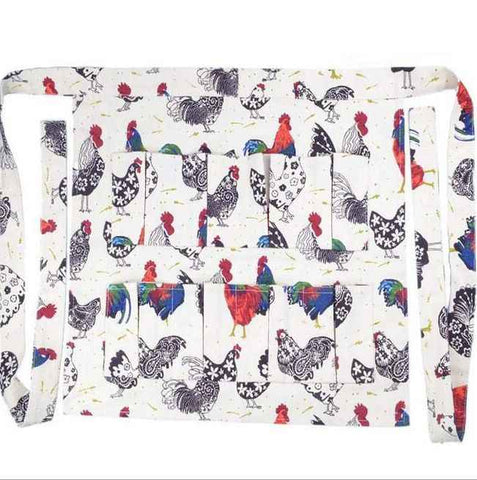 Patterned Colour Rooster Print Egg Gathering Apron, Multi Compartment Egg Collecting Waist Apron, Durable Poultry Farm Egg Holder Apron In Australia - Darrahopens