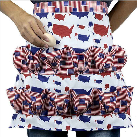 USA Map American Flag Egg Collecting Apron, Multi Pocket Egg Gathering Waist Apron, Patriotic Farm Egg Holder Apron for Chicken Farmers In Australia - Darrahopens