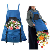 Garden Harvest Apron with Large Detachable Harvest Pouch, Adjustable Shoulder Strap Fruit Vegetable Picking Waist Apron, Multi Use Gardening Gathering Apron for Backyard Farmer-green