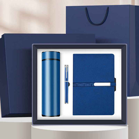 Corporate Gift Set Insulated Water Bottle Notebook Pen, Business Executive Office Gift Box Set-blue In Australia - Darrahopens