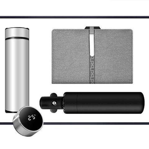 Luxury Corporate Gift Set Temperature Display Bottle Auto Umbrella Notebook, Premium Business Office Gift Hamper, All Weather Practical Employee Client Present-gray In Australia - Darrahopens