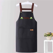 Waterproof Kitchen Apron with Large Pockets Adjustable Cross Back Cooking Baking Apron for Cafe Restaurant-Black In Australia - Darrahopens