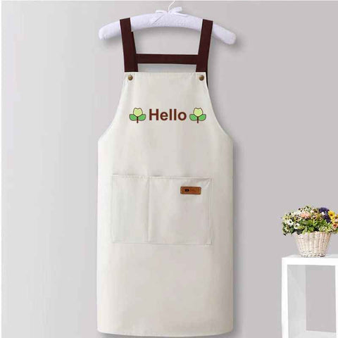 Waterproof Kitchen Apron with Large Pockets Adjustable Cross Back Cooking Baking Apron for Cafe Restaurant-White In Australia - Darrahopens