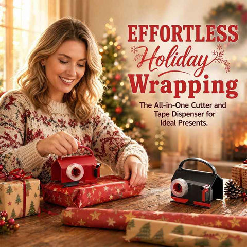 Gift Wrapping Paper Cutter Portable Wrap Dispenser Cutting Tool For Christmas Present Packaging-red In Australia - Darrahopens