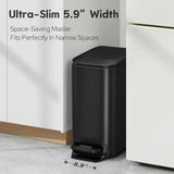 Slim Bathroom Trash Can with Lid Soft Close, Step Pedal, 6 Liter / 1.6 Gallon Stainless Steel Garbage Can with Removable Inner Bucket, Anti-Fingerprint Finish (Matte Black) In Australia - Darrahopens
