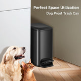 Slim Bathroom Trash Can with Lid Soft Close, Step Pedal, 6 Liter / 1.6 Gallon Stainless Steel Garbage Can with Removable Inner Bucket, Anti-Fingerprint Finish (Matte Black)