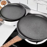 26cm Non Stick Crepe Pan Wooden Handle Induction Compatible Flat Skillet Frying Pan In Australia - Darrahopens