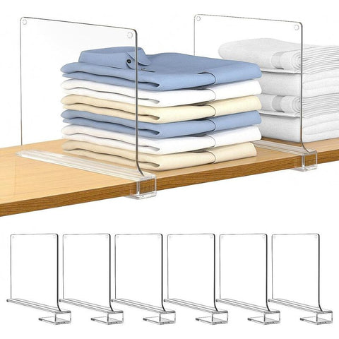 8-Pack Clear Shelf Dividers, Perfect for Sweaters, Shirts, and Handbags in Bedrooms and Kitchens – Adjustable Acrylic Bookshelf Organizers In Australia - Darrahopens