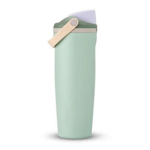 Portable Insulated Travel Mug Stainless Steel Leakproof Thermal Water Cup with Carry Clip for Outdoor Gym-Bean Green