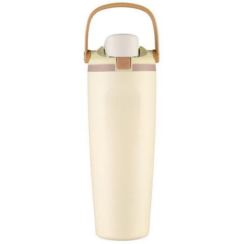 Portable Insulated Travel Mug Stainless Steel Leakproof Thermal Water Cup with Carry Clip for Outdoor Gym-Milky White