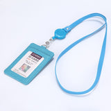 Retractable ID Badge Holder with Lanyard, PU Leather Work Card Holder for Office Staff Nurse Teacher Student ID Card-Light Blue In Australia - Darrahopens
