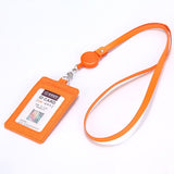 Retractable ID Badge Holder with Lanyard, PU Leather Work Card Holder for Office Staff Nurse Teacher Student ID Card-Orange In Australia - Darrahopens