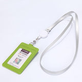 Retractable ID Badge Holder with Lanyard, PU Leather Work Card Holder for Office Staff Nurse Teacher Student ID Card-Green