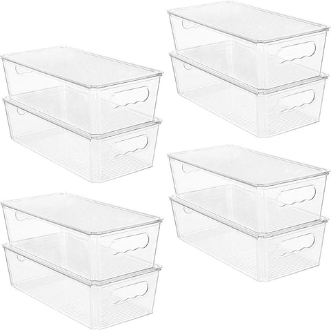 8-Pack Stackable Fridge Storage Organiser Bins with Lids, Clear Produce Drinks Container for Refrigerator Pantry Organizing In Australia - Darrahopens