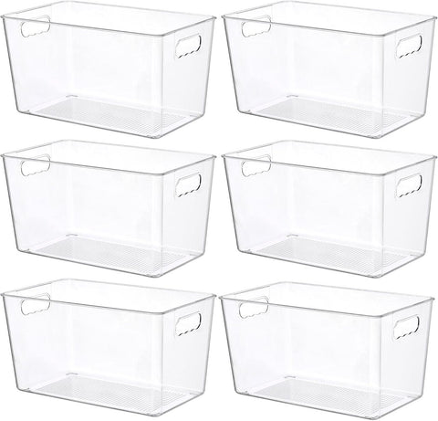 6-Pack Large Capacity Fridge Storage Boxes with Lids, Clear Stackable Refrigerator Produce Food Organiser Container In Australia - Darrahopens