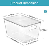 6-Pack Large Capacity Fridge Storage Boxes with Lids, Clear Stackable Refrigerator Produce Food Organiser Container
