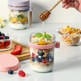 6 Pack Overnight Oats Containers with Lids and Spoons,Large Capacity Airtight Jars for Milk, Cereal, Fruit