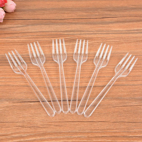 Disposable Plastic Forks 100 Pack, Heavy Duty Single Use Cutlery for Party Picnic Takeaway Catering-Clear In Australia - Darrahopens