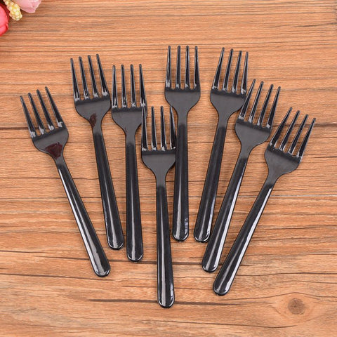 Disposable Plastic Forks 100 Pack, Heavy Duty Single Use Cutlery for Party Picnic Takeaway Catering-Black In Australia - Darrahopens