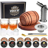 Cocktail Smoker Kit with Wood Chips, Whiskey Drink Smoker Gift Box, Old Fashioned Glasses, Spherical Ice Molds, Complete Home Bar Accessory Set