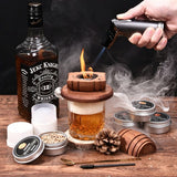 Cocktail Smoker Kit with Wood Chips, Whiskey Drink Smoker Gift Box, Old Fashioned Glasses, Spherical Ice Molds, Complete Home Bar Accessory Set