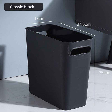 Slim Rectangular Bathroom Waste Bin, Narrow Profile Rubbish Bin with Carry Handles, Space Saving Bin for Toilet, Vanity, Laundry Room-Black In Australia - Darrahopens