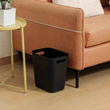 Slim Rectangular Bathroom Waste Bin, Narrow Profile Rubbish Bin with Carry Handles, Space Saving Bin for Toilet, Vanity, Laundry Room-Black In Australia - Darrahopens