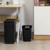 Slim Rectangular Bathroom Waste Bin, Narrow Profile Rubbish Bin with Carry Handles, Space Saving Bin for Toilet, Vanity, Laundry Room-Black In Australia - Darrahopens