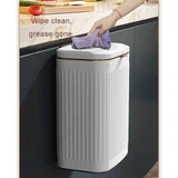 8L Wall Mounted Press Rubbish Bin, Slim Under Sink Hanging Waste Bin, Press Lid Trash Can for Kitchen Bathroom, Space Saving Cabinet Bin-Black