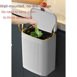 8L Wall Mounted Press Rubbish Bin, Slim Under Sink Hanging Waste Bin, Press Lid Trash Can for Kitchen Bathroom, Space Saving Cabinet Bin-Black