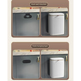 8L Wall Mounted Press Rubbish Bin, Slim Under Sink Hanging Waste Bin, Press Lid Trash Can for Kitchen Bathroom, Space Saving Cabinet Bin-White