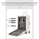 20 Inch Front Opening Carry On Luggage, Aluminium Frame Hard Shell Suitcase with Spinner Wheels, TSA Lock Cabin Travel Case-Black In Australia - Darrahopens