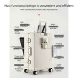 20 Inch Front Opening Carry On Luggage, Aluminium Frame Hard Shell Suitcase with Spinner Wheels, TSA Lock Cabin Travel Case-White In Australia - Darrahopens