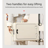 20 Inch Front Opening Carry On Luggage, Aluminium Frame Hard Shell Suitcase with Spinner Wheels, TSA Lock Cabin Travel Case-White