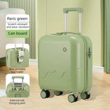 20 Inch Cute Carry On Suitcase, Hard Shell Cabin Luggage with USB Charging Port & Cup Holder, Lightweight Travel Trolley Case- Matcha Green