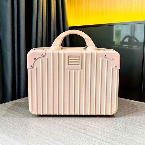14 Inch Hard Shell Hand Luggage Case, Portable Cosmetic Travel Box with Top Handle, Small Carry Storage Suitcase-Pink In Australia - Darrahopens