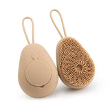 Avocado Shape Silicone Bath Brush Refillable Body Shower Brush with Hanging Loop-Brown In Australia - Darrahopens