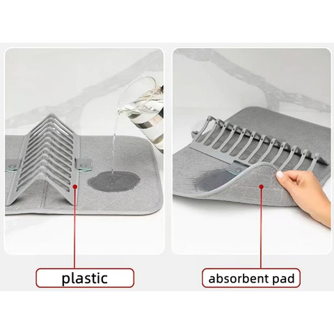 Foldable Dish Drying Mat with Plastic Drain Rack Absorbent Kitchen Counter Drying Pad In Australia - Darrahopens