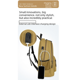 Casual School Backpack with USB Charging Port, Water Resistant Daypack for Uni Students & Daily Commute-khaki