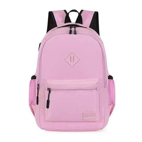 Casual School Backpack with USB Charging Port, Water Resistant Daypack for Uni Students & Daily Commute-pink