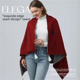 USB Heated Shawl Wrap Blanket, Portable Electric Heating Poncho for Office Desk, Travel & Lounging-wine red In Australia - Darrahopens