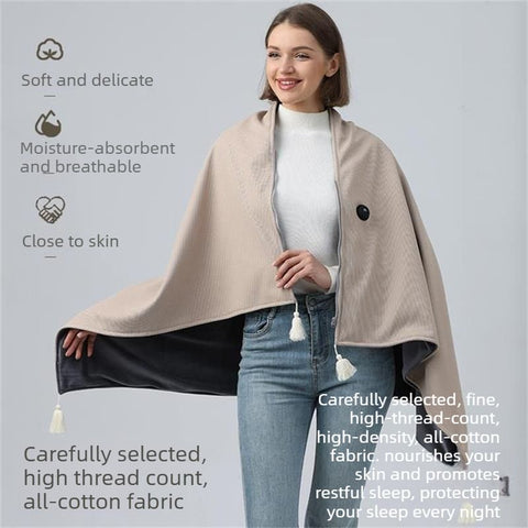 USB Heated Shawl Wrap Blanket, Portable Electric Heating Poncho for Office Desk, Travel & Lounging-cream In Australia - Darrahopens