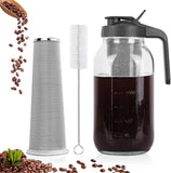 Cold Brew Coffee Maker, 64 oz Mason Jar Pitcher with Stainless Steel Filter, Pour Spout Handle Lid, Airtight & Leak-Proof for Iced Coffee,Tea & Lemonade
